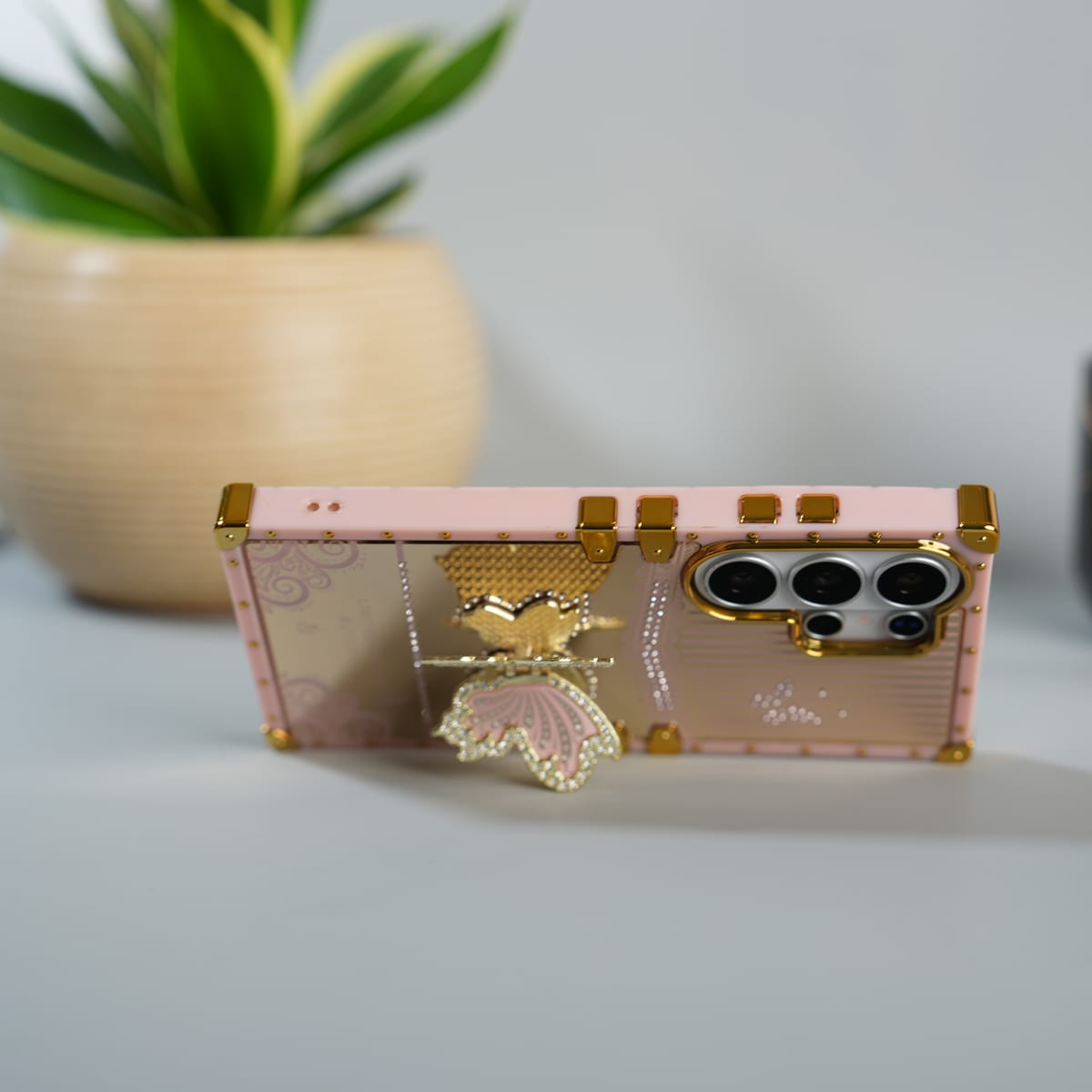 Galaxy S26 Ultra Luxury Butterfly Case | Trunk Frame Cover with 3D Butterfly | Premium Limited Edition Design