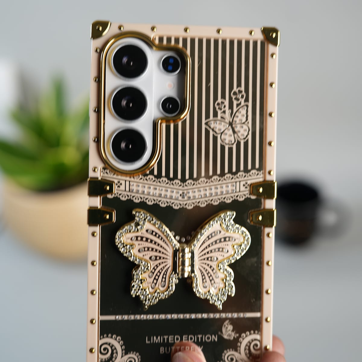 Galaxy S26 Ultra Luxury Butterfly Case | Trunk Frame Cover with 3D Butterfly | Premium Limited Edition Design
