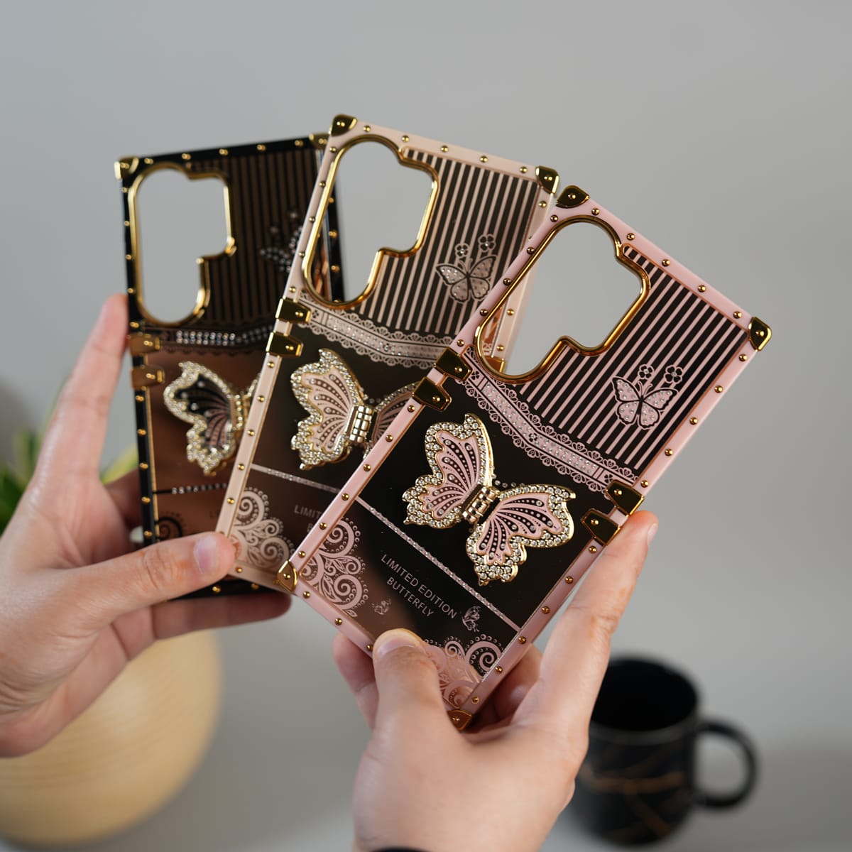 Galaxy S26 Ultra Luxury Butterfly Case | Trunk Frame Cover with 3D Butterfly | Premium Limited Edition Design