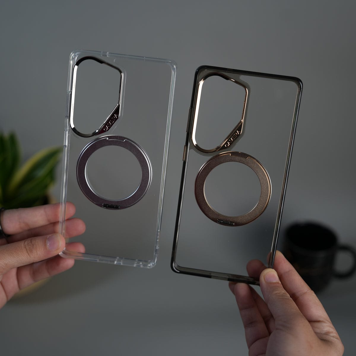 Galaxy S26 Ultra Magnetic Clear Case with Metal Ring Stand | Transparent Shockproof Cover