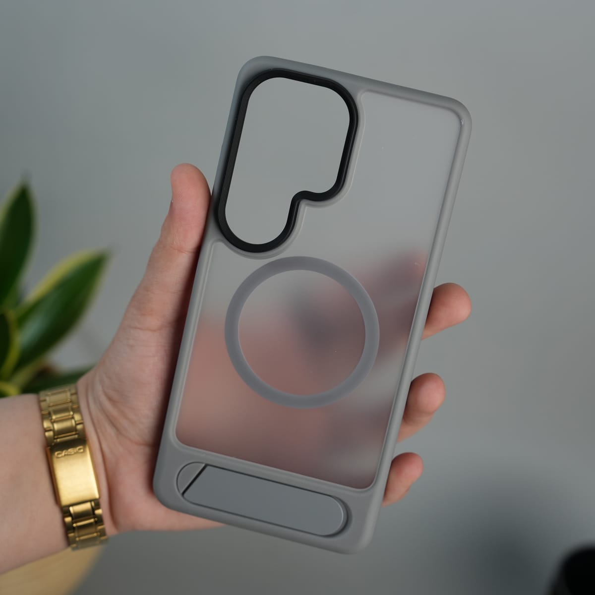 Galaxy S25 Ultra Matte Transparent MagSafe Kickstand Case | Shockproof & Clear Back Cover
