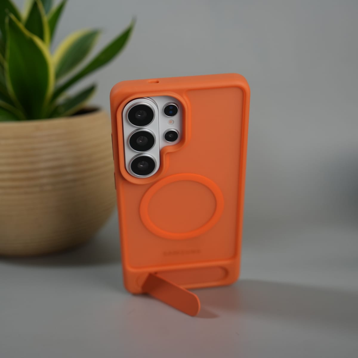 Galaxy S25 Ultra Matte Transparent MagSafe Kickstand Case | Shockproof & Clear Back Cover