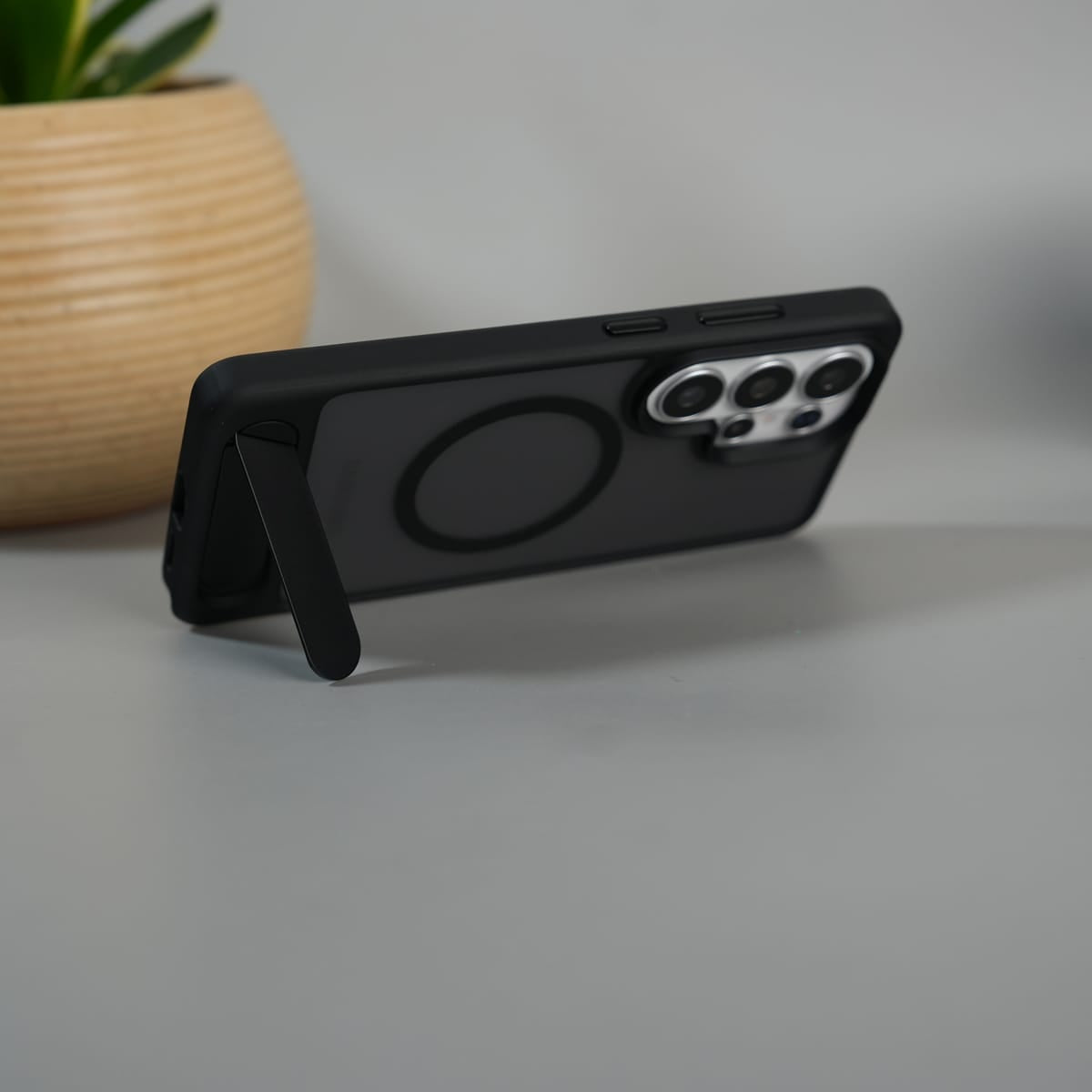 Galaxy S25 Ultra Matte Transparent MagSafe Kickstand Case | Shockproof & Clear Back Cover