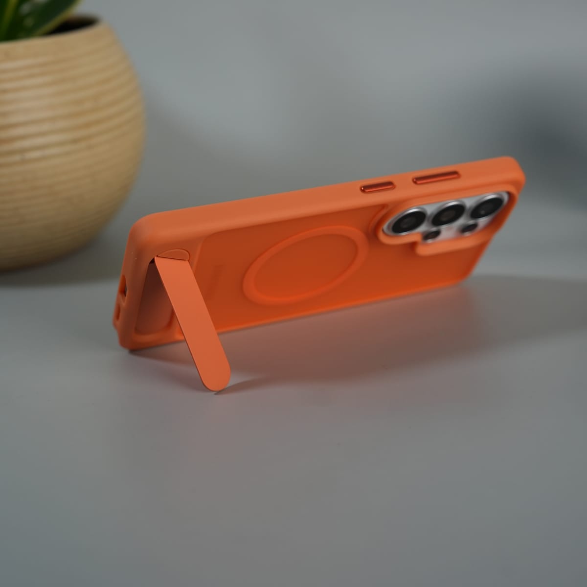 Galaxy S25 Ultra Matte Transparent MagSafe Kickstand Case | Shockproof & Clear Back Cover