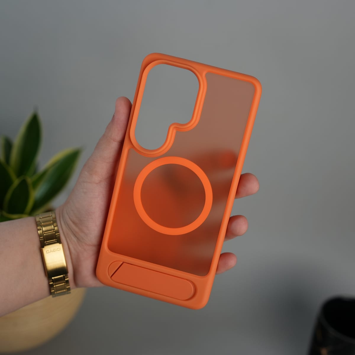 Galaxy S25 Ultra Matte Transparent MagSafe Kickstand Case | Shockproof & Clear Back Cover