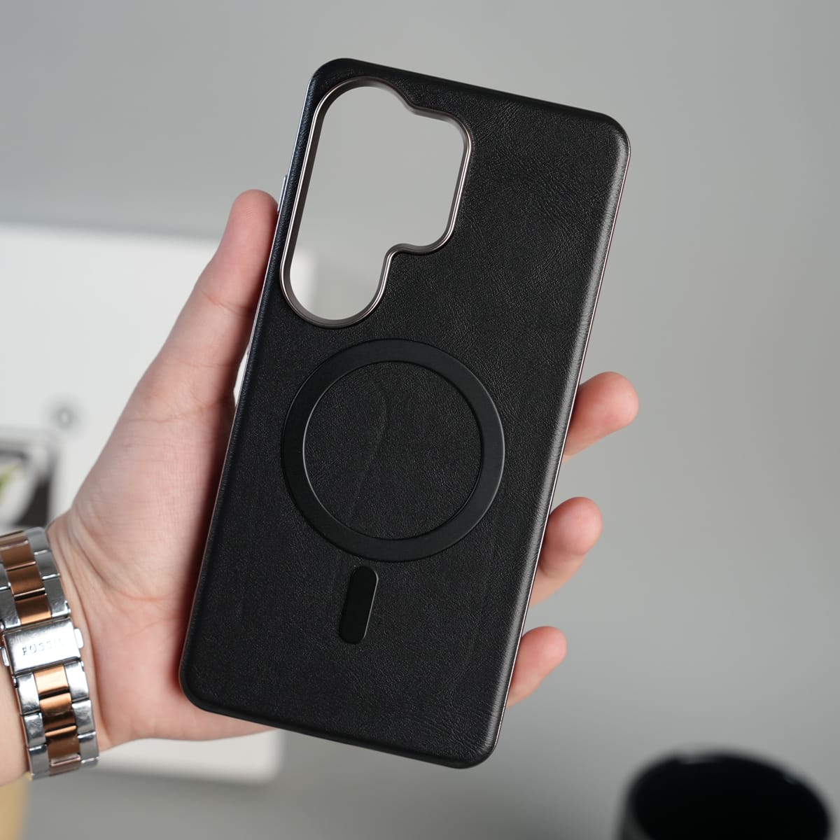 Galaxy S26 Ultra Metallic Textured Leather Case Cover