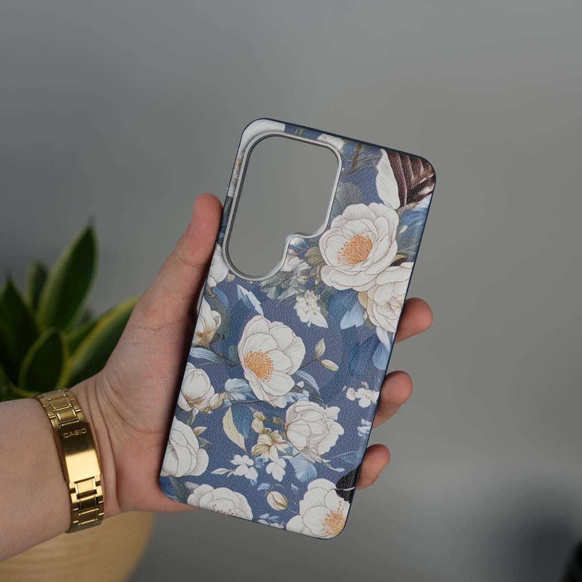 Galaxy S26 Ultra Premium Floral Leather MagSafe Case Back Cover