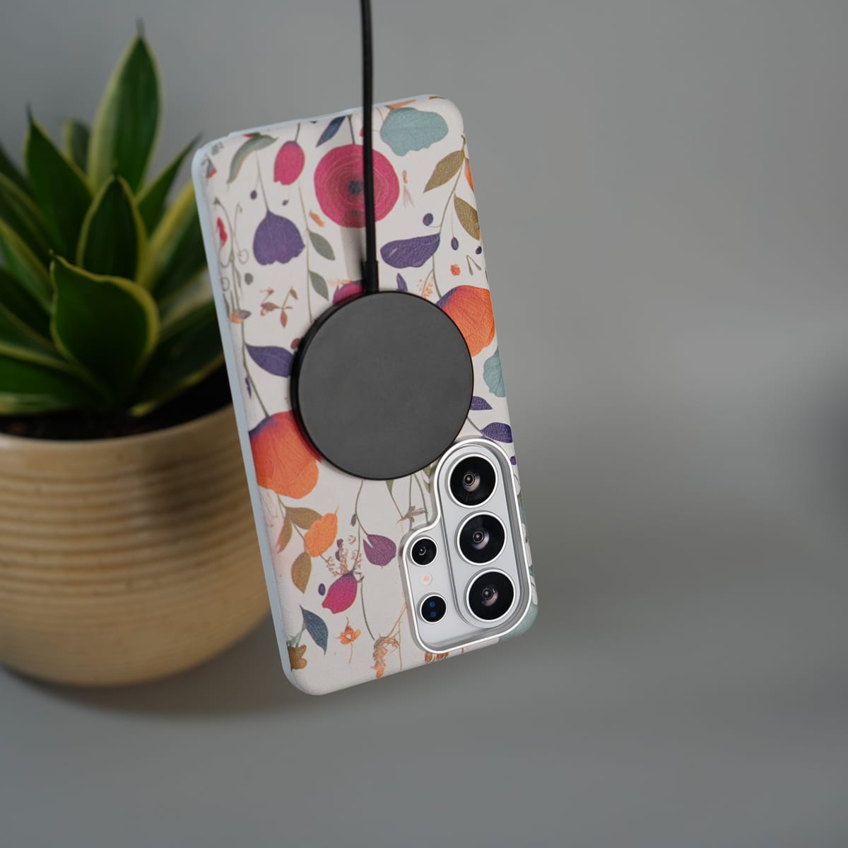 Galaxy S24 Ultra Premium Floral Leather MagSafe Case Back Cover