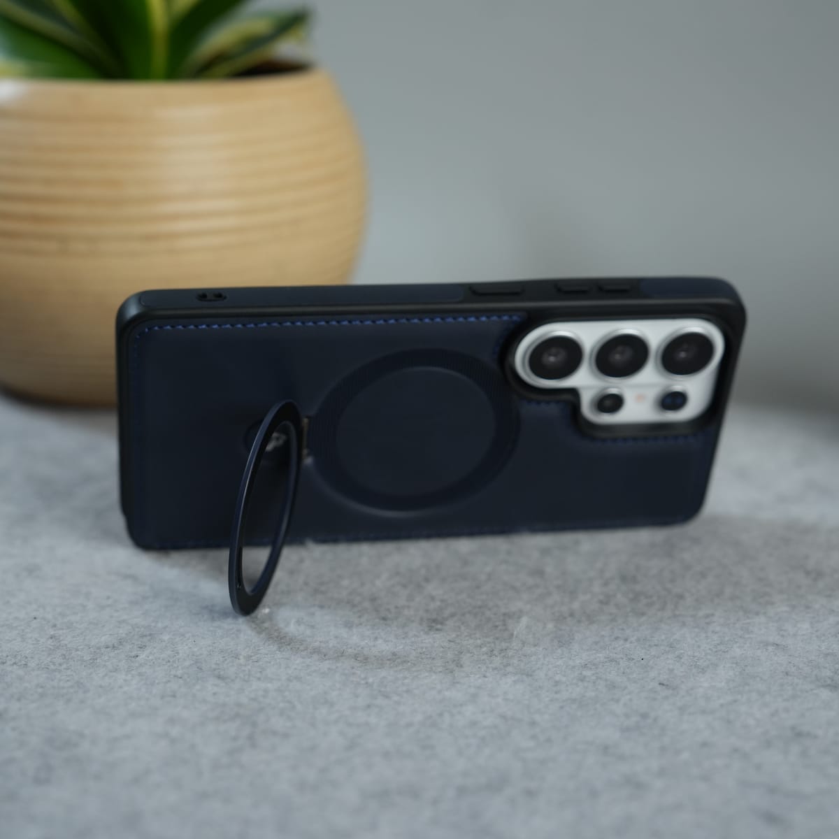 Galaxy S25 Ultra Premium Leather MagSafe Case with Kickstand & Camera Protection | Luxury Slim Cover