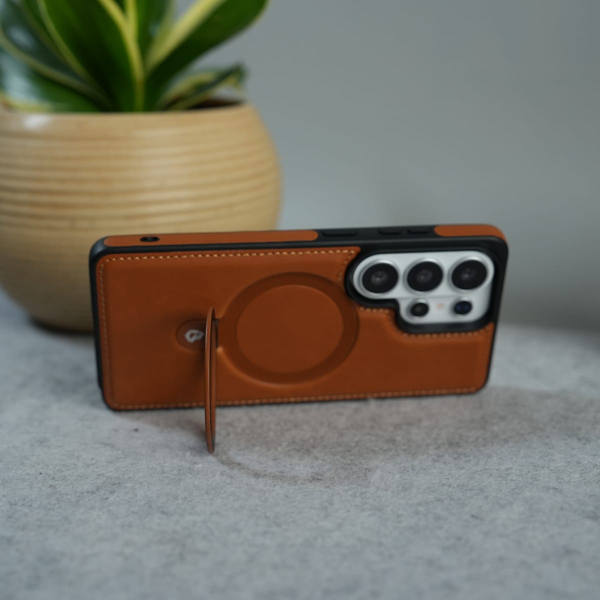 Galaxy S25 Ultra Premium Leather MagSafe Case with Kickstand & Camera Protection | Luxury Slim Cover