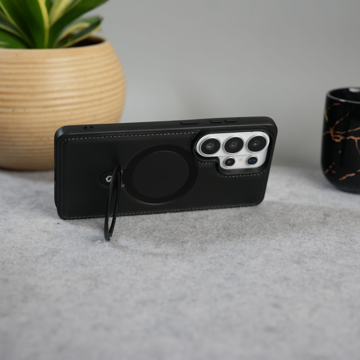 Galaxy S25 Ultra Premium Leather MagSafe Case with Kickstand & Camera Protection | Luxury Slim Cover