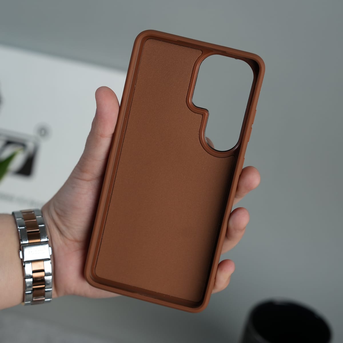 Galaxy S26 Ultra Premium Leather Stripe Case Cover