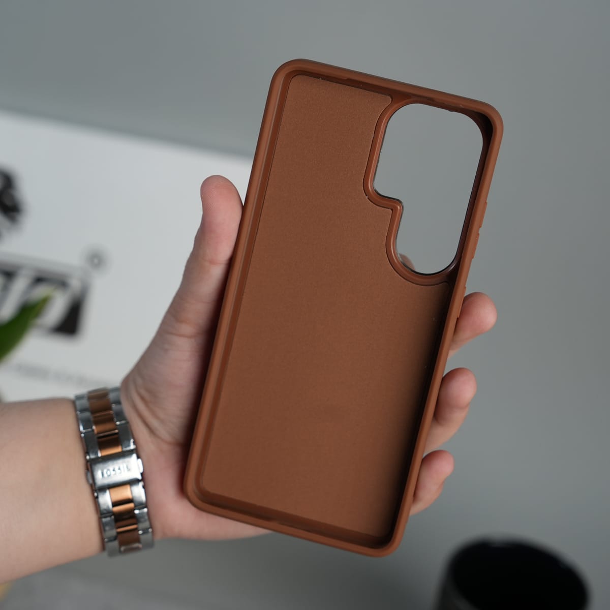 Galaxy S26 Ultra Premium Leather Stripe Case Cover