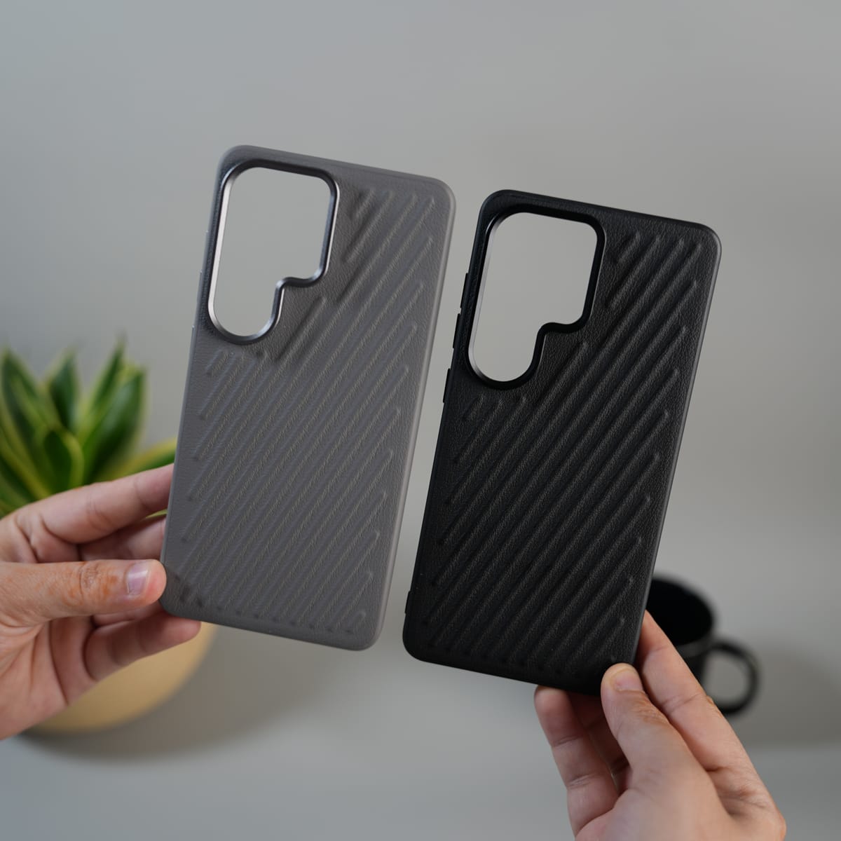 Galaxy S24 Ultra Textured Line Grip Case | Anti-Slip Matte Back Shockproof Slim Cover
