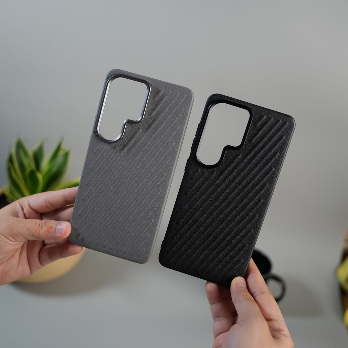 Galaxy S25 Ultra Textured Line Grip Case | Anti-Slip Matte Back Shockproof Slim Cover