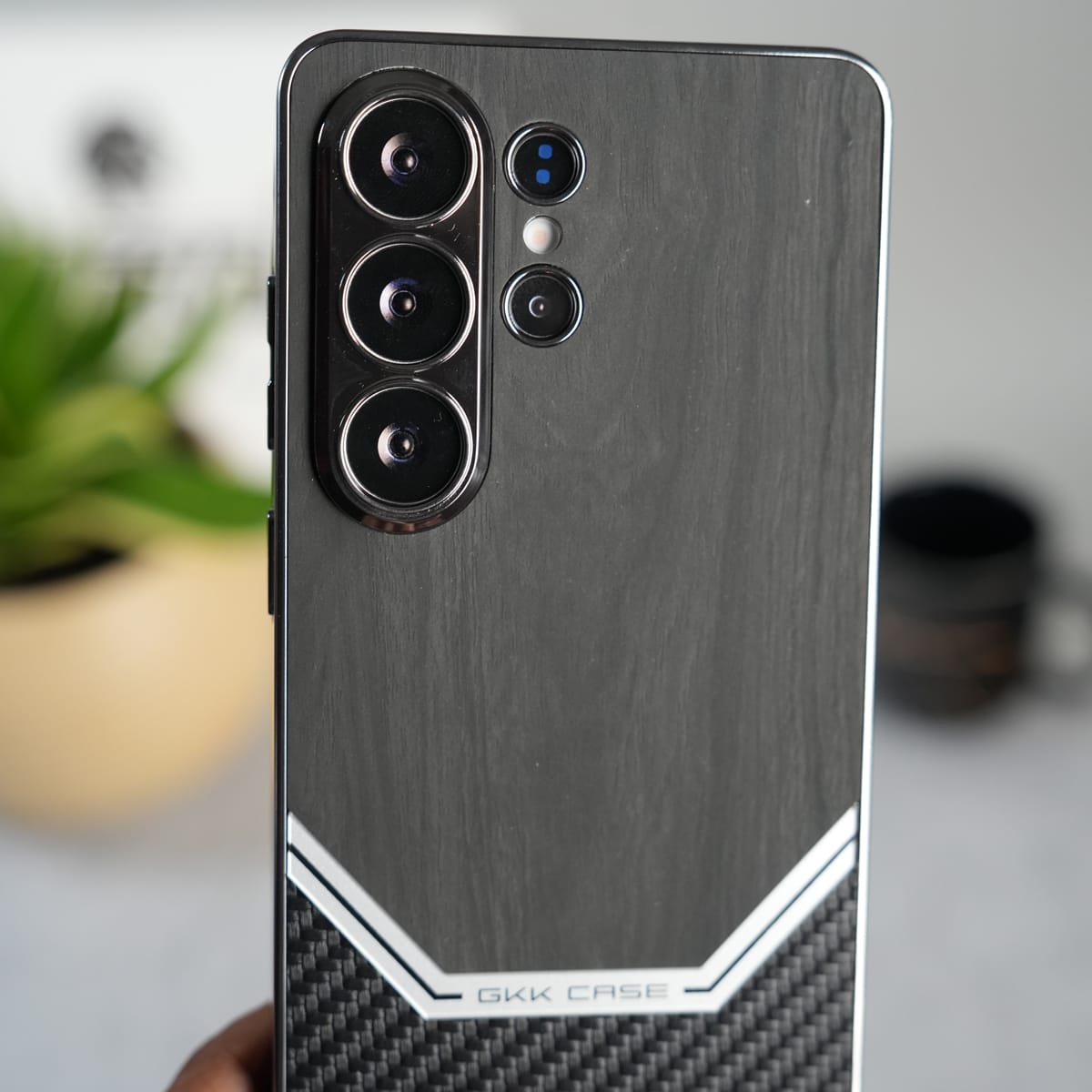 GKK Electroplated Leather-like Wood Grain Cover for Galaxy S26 Ultra