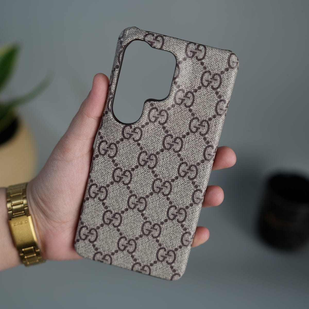 Samsung Galaxy S26 Ultra Luxury GG Pattern PU Leather Cover