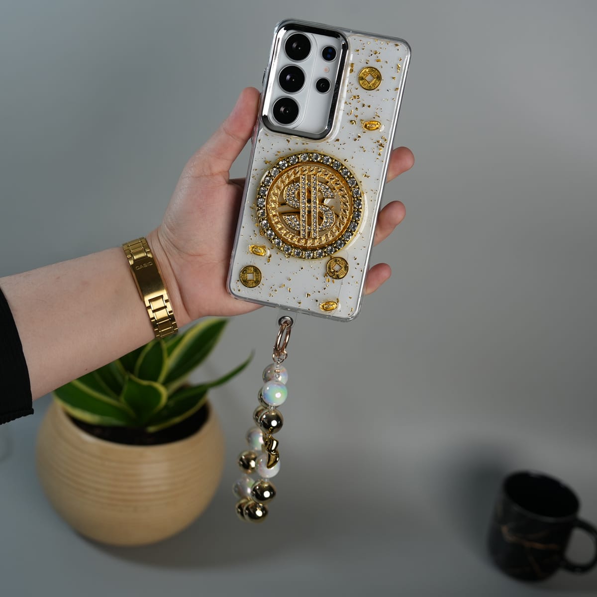 Samsung Galaxy S26 Ultra Rotation Dollar Bracelet Wristband Chain Phone Case Cover6