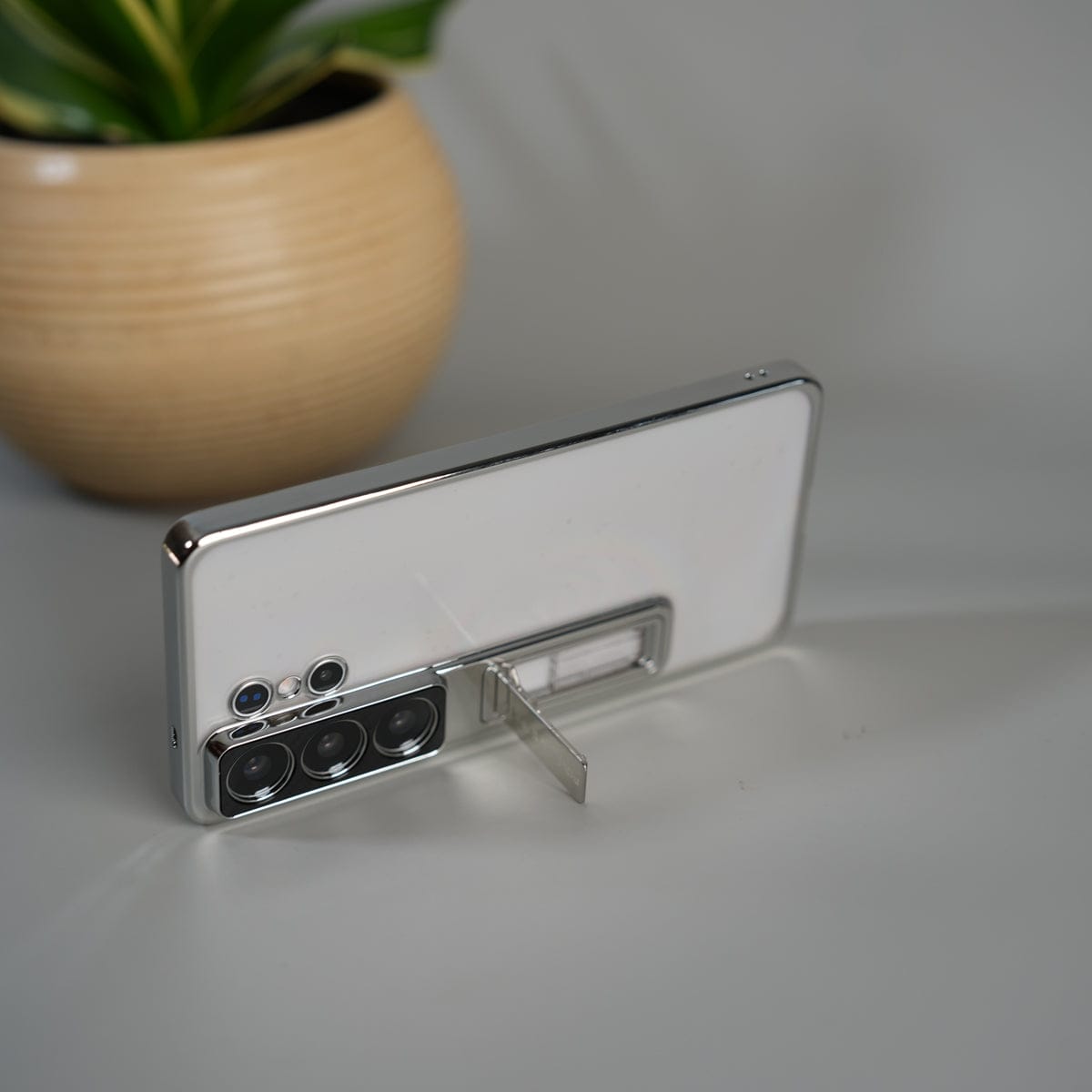 Galaxy S26 Ultra Transparent Case with Folding Stand & Camera Protection | Shockproof Clear Back Cover