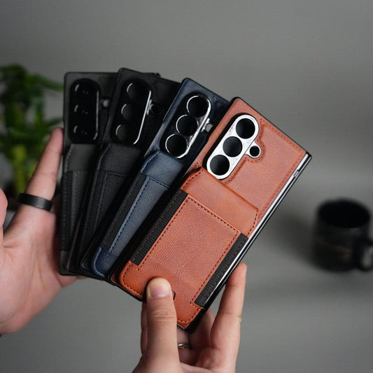 Galaxy Z Fold 7 Magnetic PU Leather Flip Kickstand Credit Wallet Card Holder Slots Covers