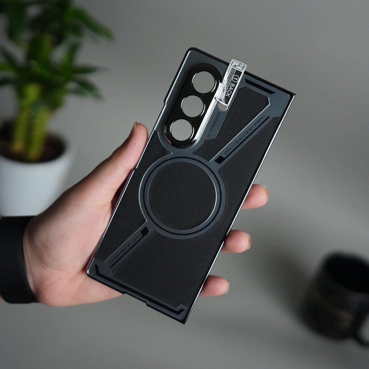 Galaxy Z Fold 7 Z Shape Electroplated Magnetic PU Leather Wireless Charging Case Cover